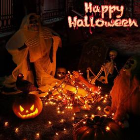 img 2 attached to 🎃 Toodour 33ft Halloween Lights, 100 Count Incandescent Halloween String Lights, UL Certified Connectable Mini Bulbs in Orange for Home, Garden, Porch, Halloween Party Decorations