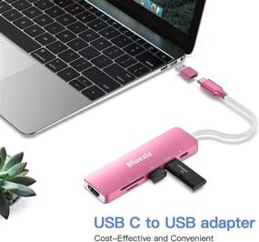 img 1 attached to 🎀 6-in-1 Pink USB C HUB: HDMI 4K, USB 3.0, 87W PD Charger, SD/Micro SD Reader - MacBook Pro/Air, Surface Pro Compatible