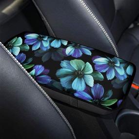 img 1 attached to Horseit Aqua Hibiscus Flowers Pattern Car Seat Covers: Full Set of 6 Pcs with Steering Wheel, Armrest Cover, Belt Pads – Ideal SUV Truck Accessories for Women