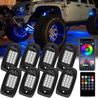 🚗 kaidengzhe 8 in 1 rgb led rock lights 120led multicolor undercarriage neon light kit waterproof rf/app control music mode auto wheel exterior underglow off-road lighting for truck jeep utv atv suv logo