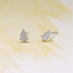 img 2 attached to 🌲 Boma Jewelry Sterling Silver Pine Tree Stud Earrings - Evergreen Design