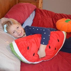 img 3 attached to 🍉 Fluffy Watermelon Pillow - Soft Stuffed Watermelon Slice Cushion for Durable Comfort - Plushy Watermelon Toy Gift for Kids, Children, Girls, Boys - 21