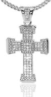 iced out crystal cross pendant stainless steel chain necklace by nsitbbuery hip hop rapper logo