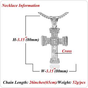 img 3 attached to Iced Out Crystal Cross Pendant Stainless Steel Chain Necklace by Nsitbbuery Hip Hop Rapper