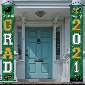 img 4 attached to 🎓 2021 Graduation Banner: Class of 2021 Congrats Grad Porch Sign - Party Decoration Supplies for Indoor/Outdoor | Green Welcome Hanging Door Decor