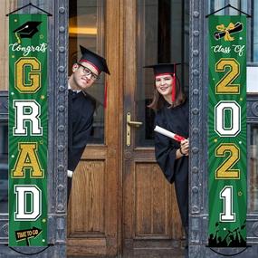 img 1 attached to 🎓 2021 Graduation Banner: Class of 2021 Congrats Grad Porch Sign - Party Decoration Supplies for Indoor/Outdoor | Green Welcome Hanging Door Decor