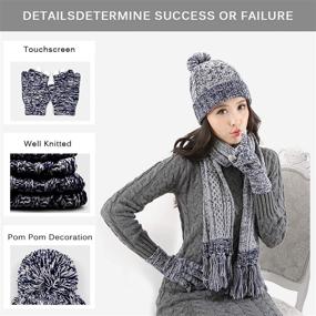 img 3 attached to 🧤 DTBG Knitted Beanie Gloves, Scarf Winter Set for Women - Warm & Thick Fashion Hat, Mittens 3 in 1 Cold Weather