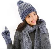 🧤 dtbg knitted beanie gloves, scarf winter set for women - warm & thick fashion hat, mittens 3 in 1 cold weather логотип