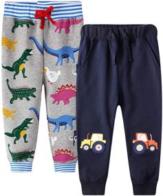 img 4 attached to 🦖 Boys' Clothing: Coralup Drawstring Sweatpants with Dinosaur Lightning Design