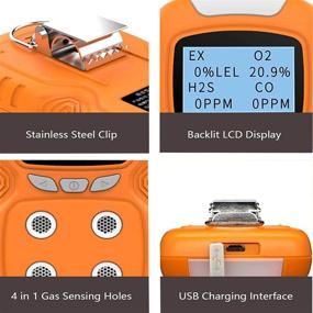 img 1 attached to 🔍 Portable 4-in-1 Gas Leak Detector - AirRadio Combustible Gas Tester for Rechargeable Natural Gas Detection Alarm with O2, CO, H2S, LEL Gas Sensor Analyzer and LCD Display