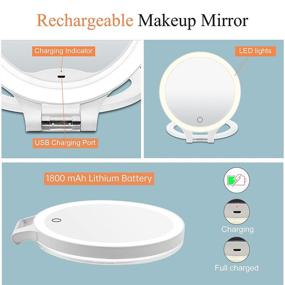 img 3 attached to 💄 Portable Rechargeable Magnifying Makeup Mirror with 10X/1X Dual Sided Lighting and 3 Color Light Options - Ideal for Makeup, Shaving, and Beauty Routines