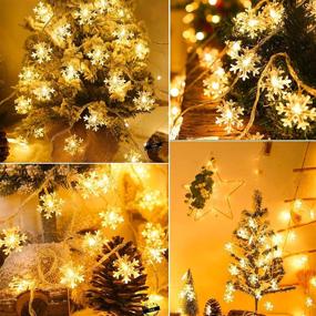 img 1 attached to 🎄 HUGSVIK 25Ft 50 LED Snowflake Christmas Lights: Battery-Operated, Mulitcolor Changing Snowflake Christmas Tree Lights with Timer - Perfect for Christmas Wedding Bedroom Room Patio Decoration