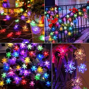 img 2 attached to 🎄 HUGSVIK 25Ft 50 LED Snowflake Christmas Lights: Battery-Operated, Mulitcolor Changing Snowflake Christmas Tree Lights with Timer - Perfect for Christmas Wedding Bedroom Room Patio Decoration