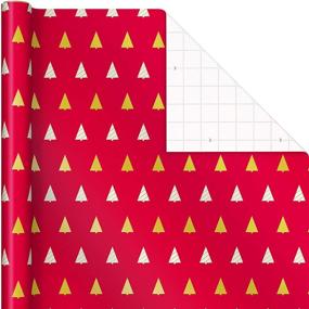 img 2 attached to 🎁 Бумага для упаковки подарков на Рождество Hallmark в минималистическом стиле: Красная, белая, золотые деревья, полосы, точки - 3 рулона (120 кв. футов) с линиями для разрезания на оборотной стороне.