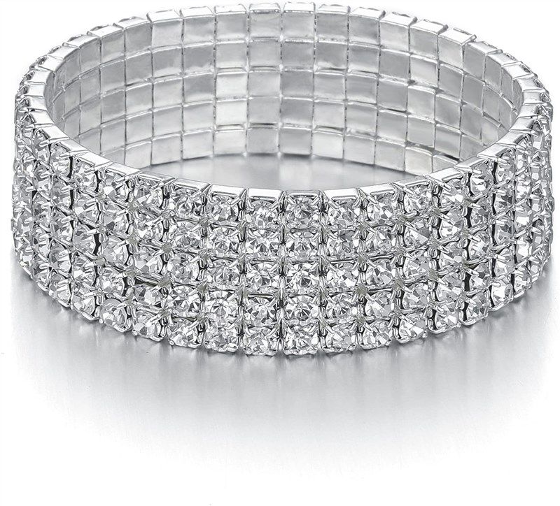 jewmay rhinestone bracelet silver tone sparkling 로고