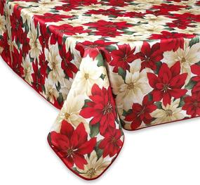 img 1 attached to 🎄 Violet Linen Poinsettia Tablecloth - Christmas Themed Foodservice Equipment and Supplies