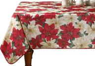 🎄 violet linen poinsettia tablecloth - christmas themed foodservice equipment and supplies logo