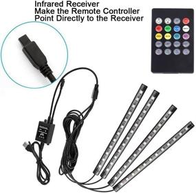 img 2 attached to 🚗 AveyLum RGB Multicolor LED Tape Light Car Interior Music Sync Underdash Lighting Kit with Wireless Remote Control - USB LED Strip Lights for Truck Van Lorry Jeep Motorcycle (4X 8.66in)