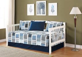 img 1 attached to 🛏️ Fancy Collection 5pc Day Bed Cover - Navy Blue, White, Light Blue, Gray Square Design - Brand New