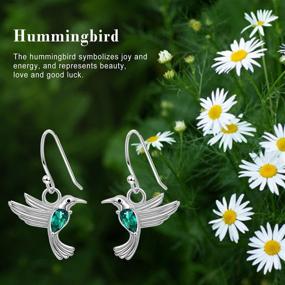 img 2 attached to 🦜 Never Rust 925-Sterling-Silver Flying Hummingbird Drop-Dangle Earrings - Hypoallergenic Fashion Earrings with Green Spinel Crystal Stone - Perfect Mothers Day Gifts for Mom and Daughter