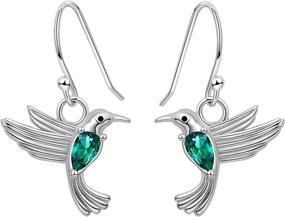 img 4 attached to 🦜 Never Rust 925-Sterling-Silver Flying Hummingbird Drop-Dangle Earrings - Hypoallergenic Fashion Earrings with Green Spinel Crystal Stone - Perfect Mothers Day Gifts for Mom and Daughter