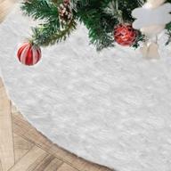 🎄 lavensa home white fur christmas tree skirt - 31inches large snowy plush skirt for festive decorations and ornaments logo