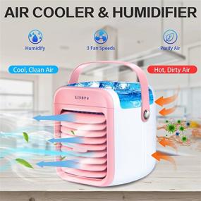 img 3 attached to 🌬️ Portable Air Conditioner Fan with Humidifier & Filtration Function and 7 Color Night Light - LISOPO Rechargeable Evaporative Air Cooler for Home Office Bedroom