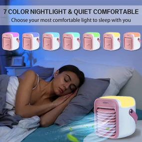 img 2 attached to 🌬️ Portable Air Conditioner Fan with Humidifier & Filtration Function and 7 Color Night Light - LISOPO Rechargeable Evaporative Air Cooler for Home Office Bedroom