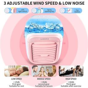 img 1 attached to 🌬️ Portable Air Conditioner Fan with Humidifier & Filtration Function and 7 Color Night Light - LISOPO Rechargeable Evaporative Air Cooler for Home Office Bedroom