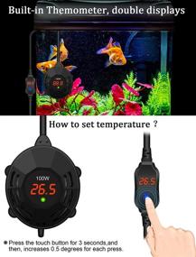 img 1 attached to 🐠 Submersible 100W Aquarium Fish Tank Heater - Mini Fish Heater with Built-in Thermometer, Dual Displays & Remote Controller for 5-20 Gallon Tanks