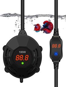 img 4 attached to 🐠 Submersible 100W Aquarium Fish Tank Heater - Mini Fish Heater with Built-in Thermometer, Dual Displays & Remote Controller for 5-20 Gallon Tanks