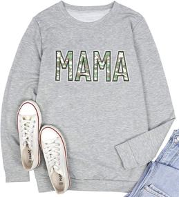 img 3 attached to 🌈 Mama Top Women's Sweatshirt: Rainbow Graphic Shirt, Long Sleeve Crew Neck Pullover, Mom Blouse