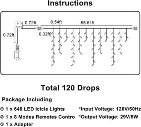 img 2 attached to 640 LED Icicle Lights with 8 Modes, 65.6ft Plug in Fairy String Lights for Indoor Bedroom Outdoor Window, Party Decoration - Cold White