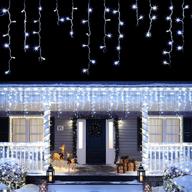 640 led icicle lights with 8 modes, 65.6ft plug in fairy string lights for indoor bedroom outdoor window, party decoration - cold white логотип