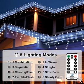 img 3 attached to 640 LED Icicle Lights with 8 Modes, 65.6ft Plug in Fairy String Lights for Indoor Bedroom Outdoor Window, Party Decoration - Cold White