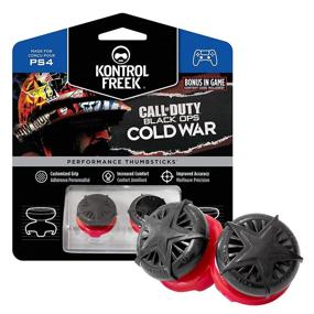 img 4 attached to 🎮 Enhanced Performance Thumbsticks for PlayStation 4 (PS4) and PlayStation 5 (PS5) - KontrolFreek Call of Duty: Black Ops Cold War Edition - 2 High-Rise, Convex Design - Black/Red