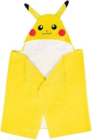 img 4 attached to Pokemon Pikachu Yellow Hooded Terry Bath Towel Wrap: Embrace Your Inner Trainer in Style!
