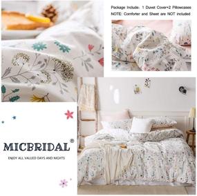 img 3 attached to Garden Style Floral Duvet Cover Twin Girls - Soft & Comfy 100% Cotton Bedding Set with 2 Pillowcases - Chic Colorful Floral Design - Zipper Closure (NO Comforter)