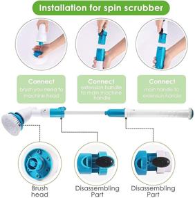 img 1 attached to HMKIS Electric Spin Scrubber: Powerful 360 Cordless Tub and Tile Scrubber Bundle with 5 Replaceable Brush Heads, Extension Arm, and Adapter for Effortless Bathroom, Tub, Tile, and Kitchen Cleaning