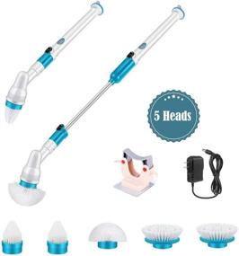 img 2 attached to HMKIS Electric Spin Scrubber: Powerful 360 Cordless Tub and Tile Scrubber Bundle with 5 Replaceable Brush Heads, Extension Arm, and Adapter for Effortless Bathroom, Tub, Tile, and Kitchen Cleaning