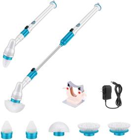 img 4 attached to HMKIS Electric Spin Scrubber: Powerful 360 Cordless Tub and Tile Scrubber Bundle with 5 Replaceable Brush Heads, Extension Arm, and Adapter for Effortless Bathroom, Tub, Tile, and Kitchen Cleaning