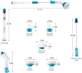 img 3 attached to HMKIS Electric Spin Scrubber: Powerful 360 Cordless Tub and Tile Scrubber Bundle with 5 Replaceable Brush Heads, Extension Arm, and Adapter for Effortless Bathroom, Tub, Tile, and Kitchen Cleaning