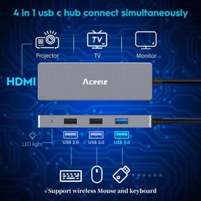 img 3 attached to 🔌 USB-C Hub: Aceele Multiport Adapter Dongle with 4K HDMI, 3 USB Ports for 2020/2019 Thunderbolt 3 MacBook Pro/Air, XPS 13 & Type C Laptop