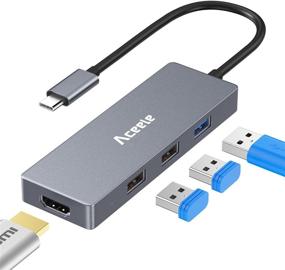 img 4 attached to 🔌 USB-C Hub: Aceele Multiport Adapter Dongle with 4K HDMI, 3 USB Ports for 2020/2019 Thunderbolt 3 MacBook Pro/Air, XPS 13 & Type C Laptop