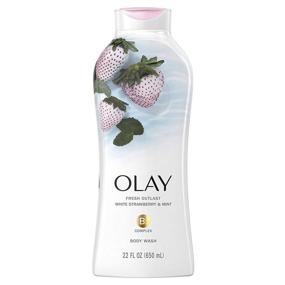 img 3 attached to 🍓 Olay Fresh Outlast 22 oz Body Wash with Cooling White Strawberry & Mint - Pack of 4