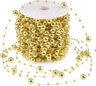 livder 100 feet christmas tree beads garland decoration, golden artificial plastic reflective pearls strands string chain beaded roll logo