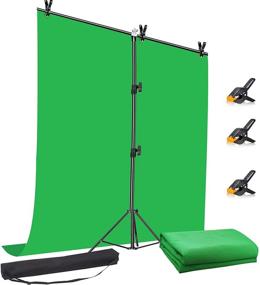 img 4 attached to 📸 Haboke Green Screen Kit (5x7ft) with Portable T-Shaped Stand - Perfect for Streaming, Gaming, Zoom Meetings, and Photo Backgrounds