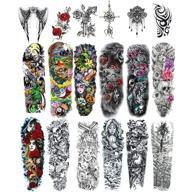 18-piece waterproof full arm temporary tattoo stickers for women and men – ideal for halloween, parties, masquerades logo