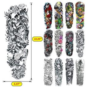 img 3 attached to 18-Piece Waterproof Full Arm Temporary Tattoo Stickers for Women and Men – Ideal for Halloween, Parties, Masquerades