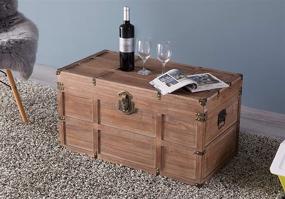 img 3 attached to 📦 Large Brown Wood Rectangular Lined Rustic Storage Trunk with Latch by Vintiquewise